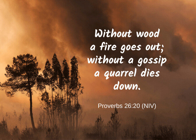 Proverbs 26:20 Without wood, a fire goes out; without gossip, a conflict ceases.