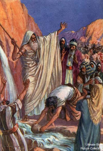 Exodus 17 Bible Pictures: Moses gets water from the rock